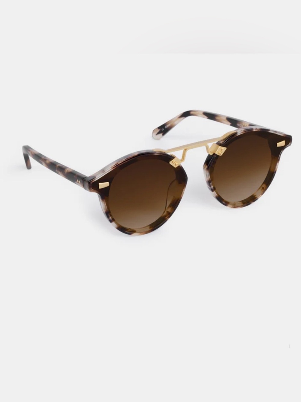 NWT Krewe Tortoiseshell Round Sunglasses with Gold Bridge